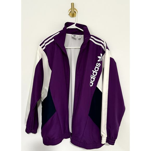 Adidas Windbreaker 90'S Block Track Top Size L Vintage - Picture 1 of 13